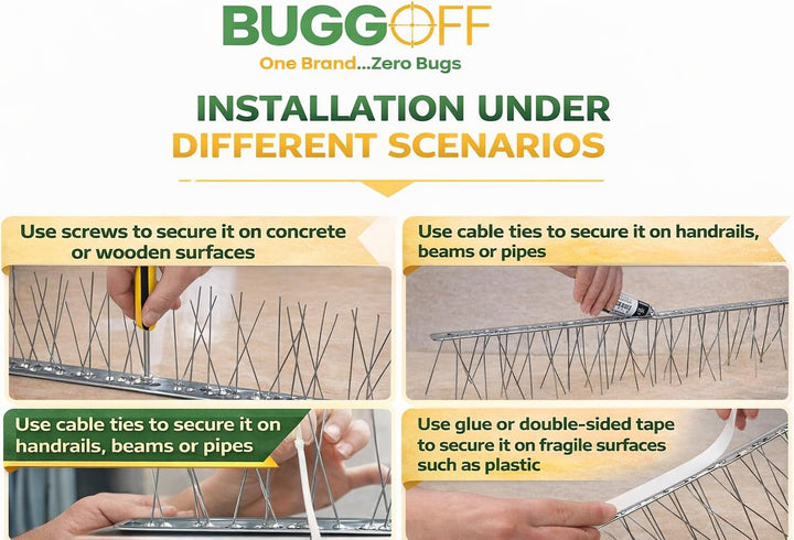 Bird and Rodent Spikes, 4.5" Tall 10" Long Stainless Steel Anti-Bird Deterrent Strips