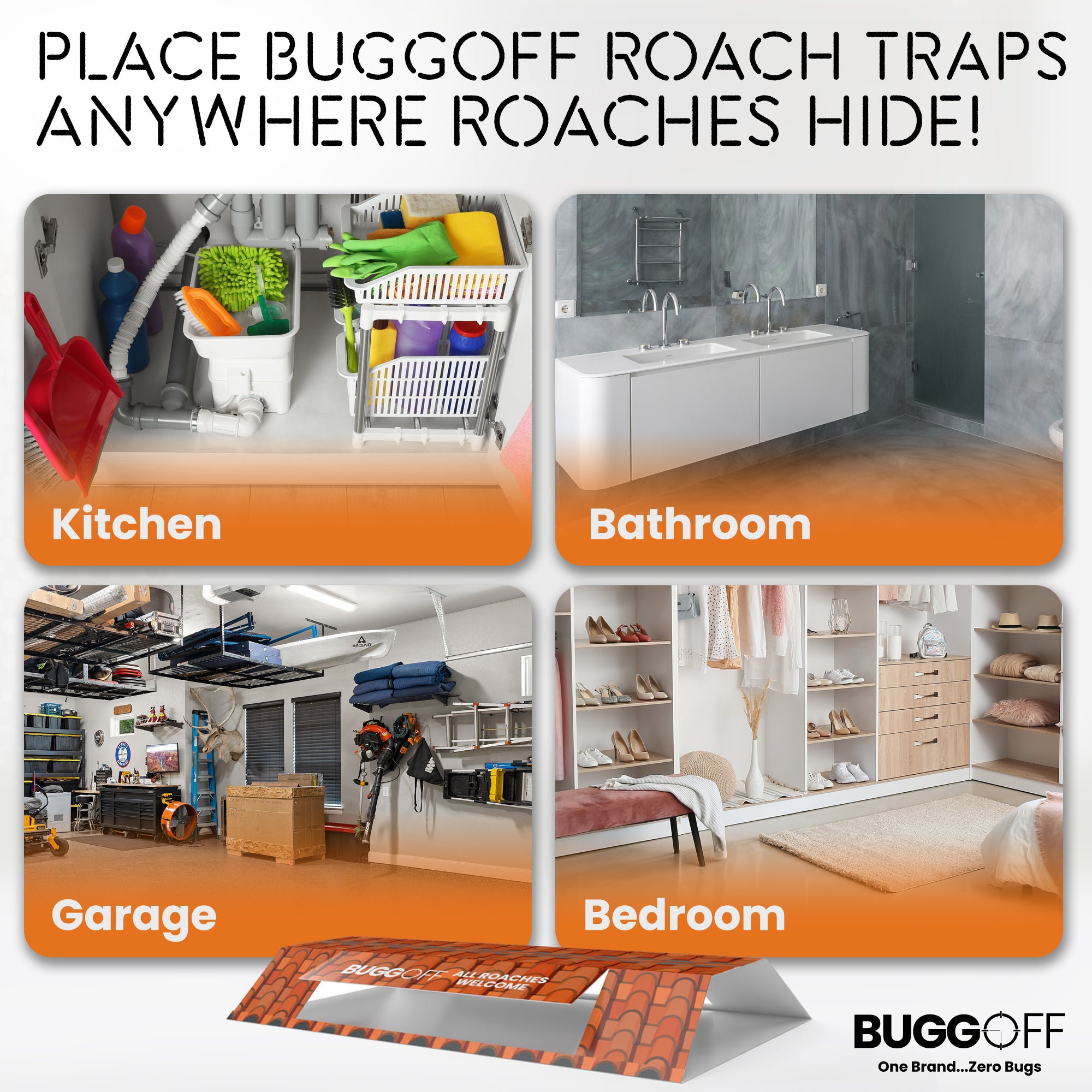 Roach House Cockroach Baited Sticky Traps, No Chemicals or Pesticides!