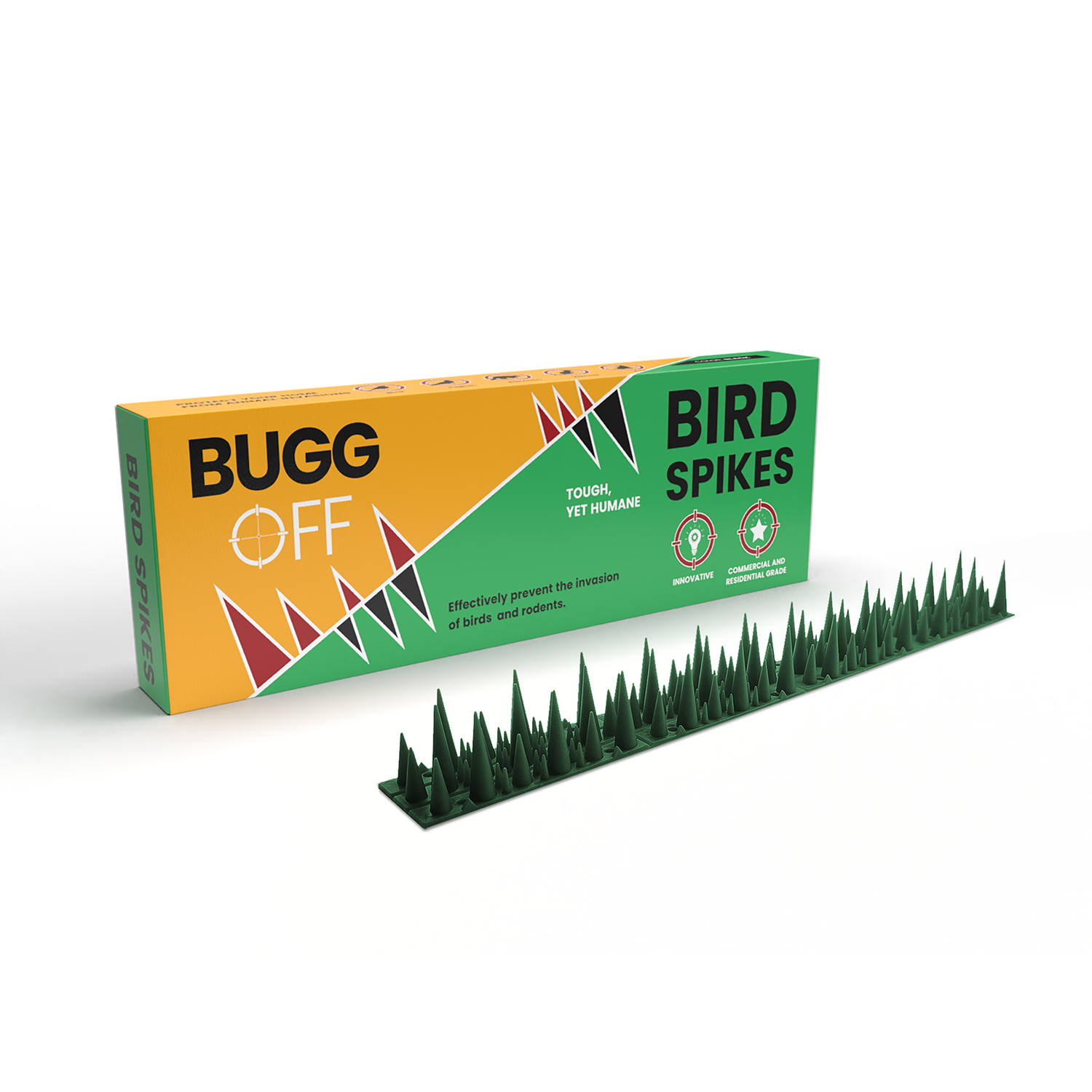 Pics anti-oiseaux et anti-rongeurs, motif de pics unique qui dissuade efficacement les pigeons, les écureuils et les ratons laveurs embêtants. S'installe sur les clôtures, les portails, les toits, les murs et plus encore !
