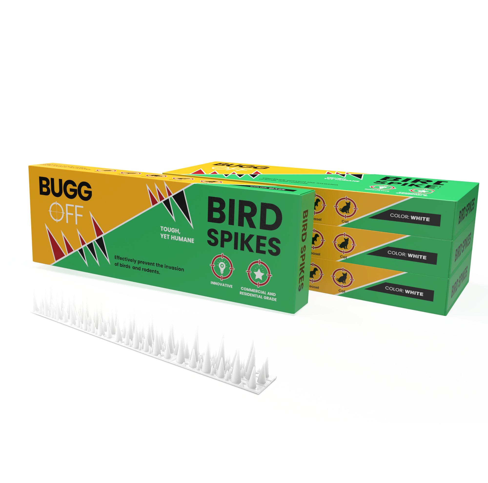 Pics anti-oiseaux et anti-rongeurs, motif de pics unique qui dissuade efficacement les pigeons, les écureuils et les ratons laveurs embêtants. S'installe sur les clôtures, les portails, les toits, les murs et plus encore !