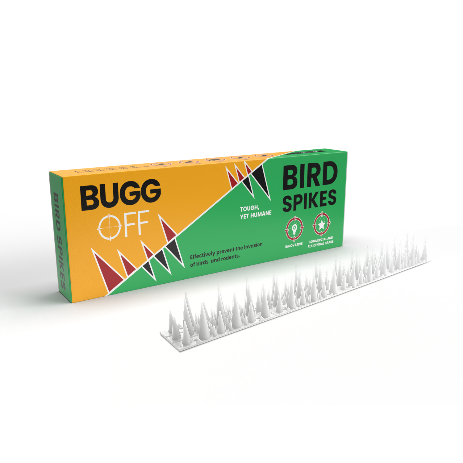 Pics anti-oiseaux et anti-rongeurs, motif de pics unique qui dissuade efficacement les pigeons, les écureuils et les ratons laveurs embêtants. S'installe sur les clôtures, les portails, les toits, les murs et plus encore !
