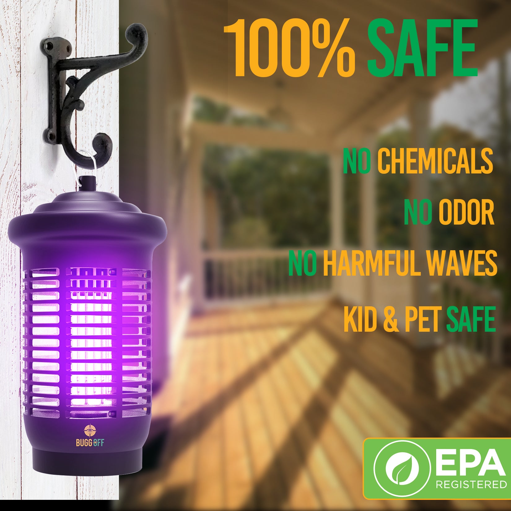 Tue-insectes électrique d'extérieur, couverture de 1000 pieds carrés, puissance de 3500 volts, 20 watts, tue les moustiques, les moucherons, les mouches et plus encore. Garantie de 5 ans, 2 ampoules de rechange gratuites (extérieur 1000 pieds carrés) 