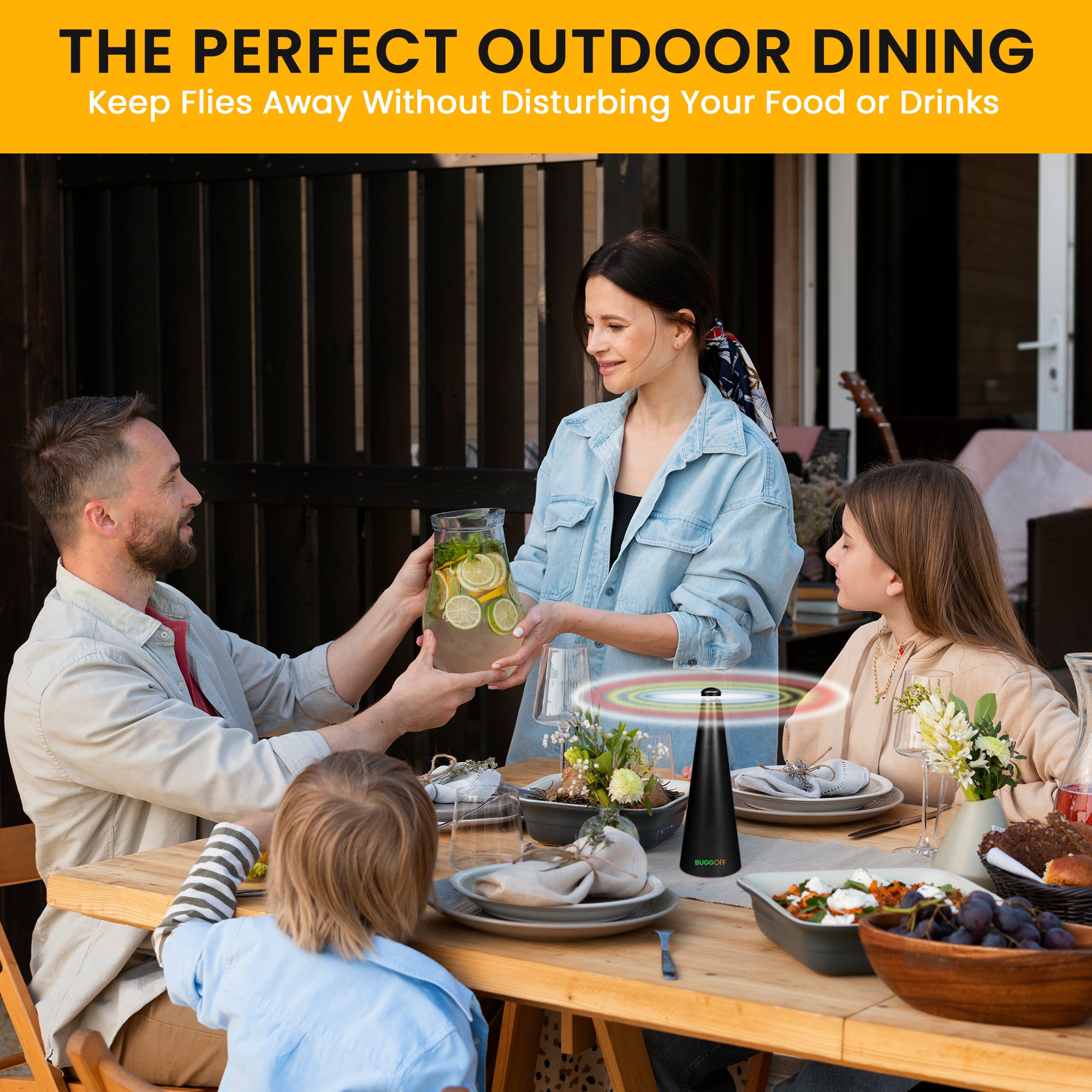 Ventilateur anti-mouches et insectes volants avec deux pales, à poser sur une table ou à suspendre, alimenté par piles ou par prise 5 V, piles NON incluses. Lames sûres avec arrêt automatique 