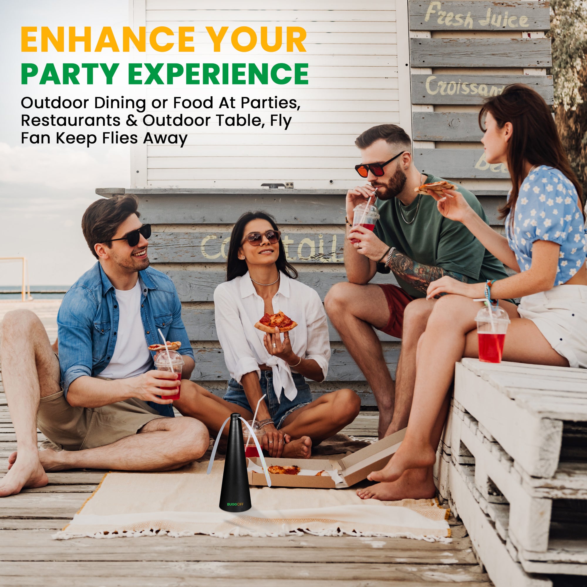 Ventilateur anti-mouches et insectes volants avec deux pales, à poser sur une table ou à suspendre, alimenté par piles ou par prise 5 V, piles NON incluses. Lames sûres avec arrêt automatique 