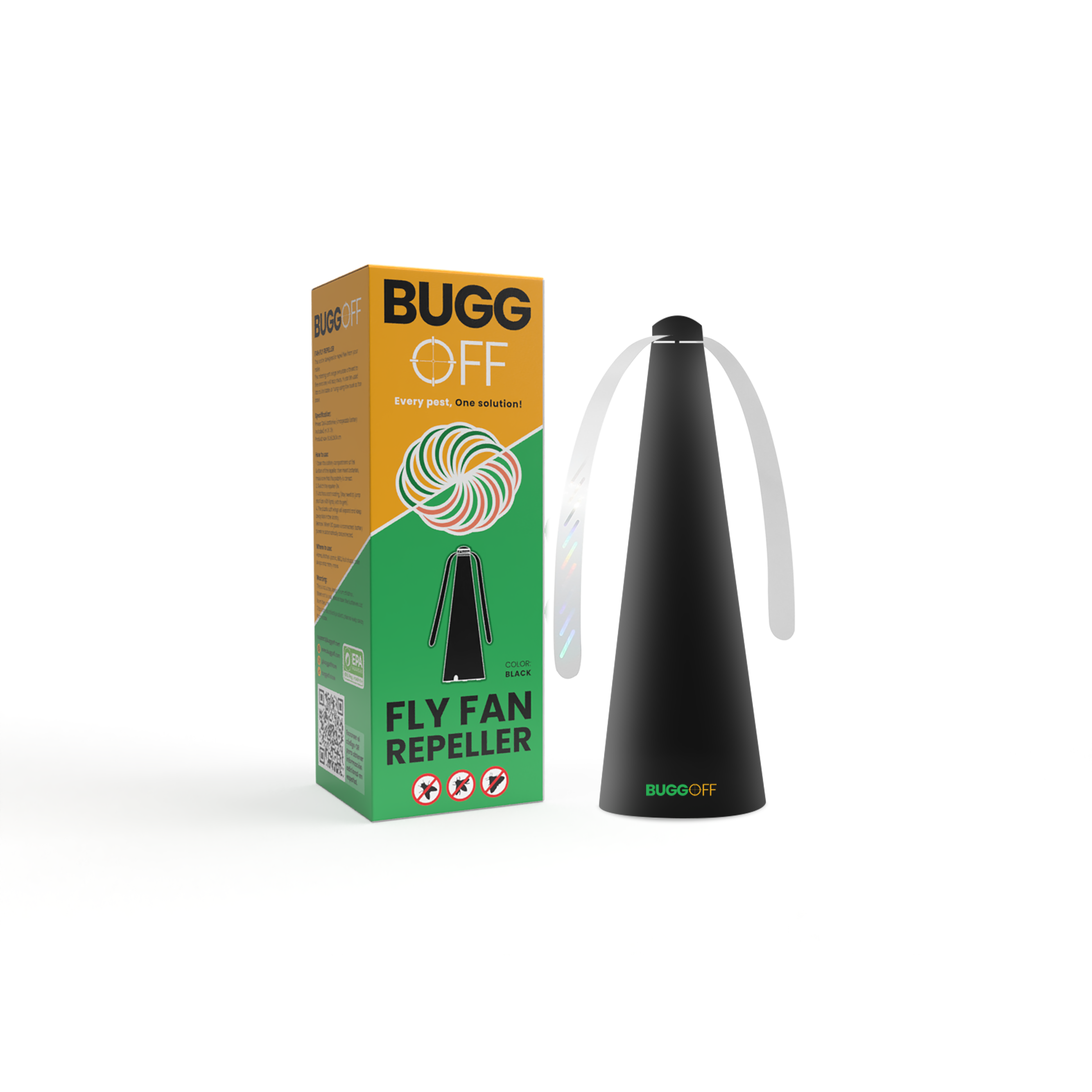 Ventilateur anti-mouches et insectes volants avec deux pales, à poser sur une table ou à suspendre, alimenté par piles ou par prise 5 V, piles NON incluses. Lames sûres avec arrêt automatique 