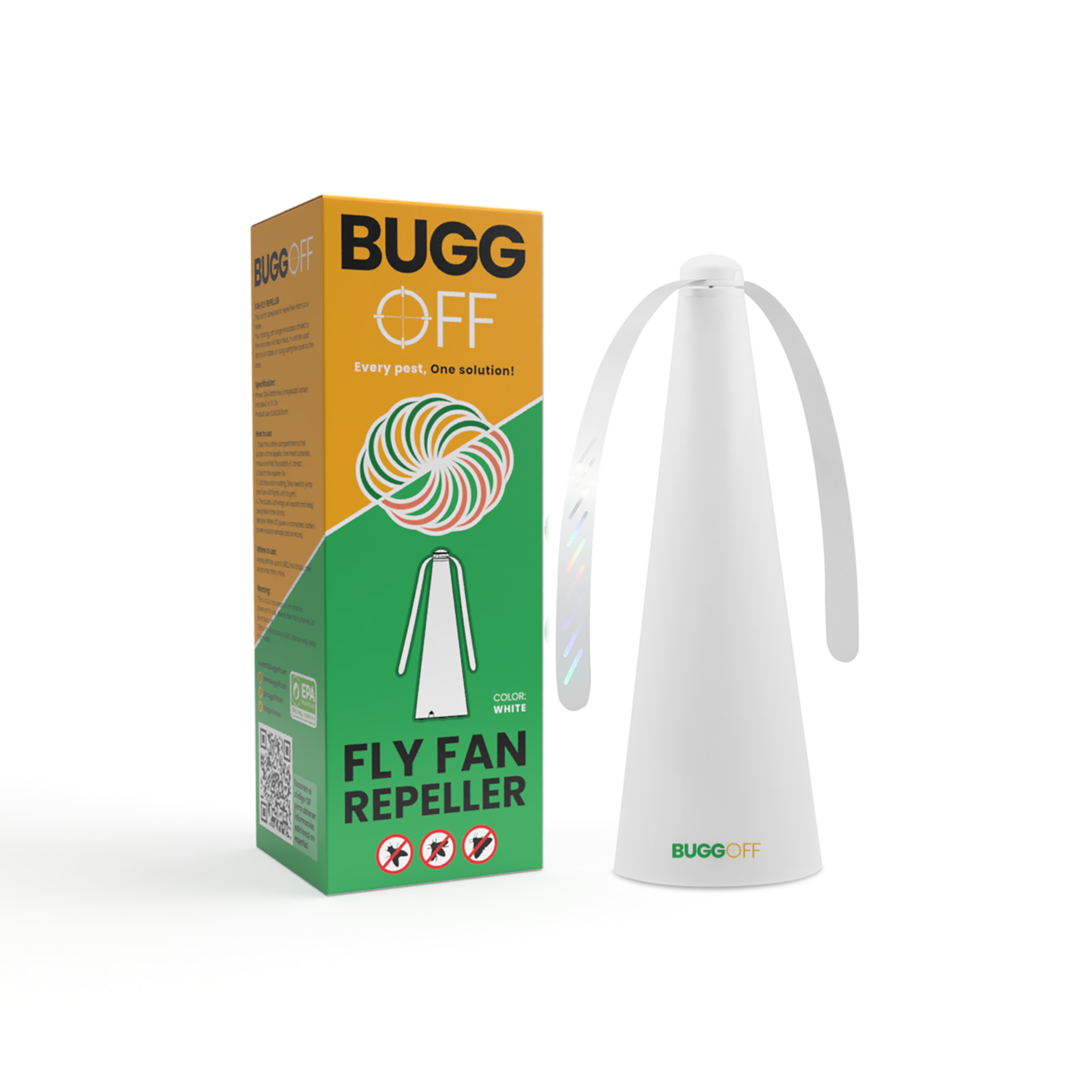 Ventilateur anti-mouches et insectes volants avec deux pales, à poser sur une table ou à suspendre, alimenté par piles ou par prise 5 V, piles NON incluses. Lames sûres avec arrêt automatique 