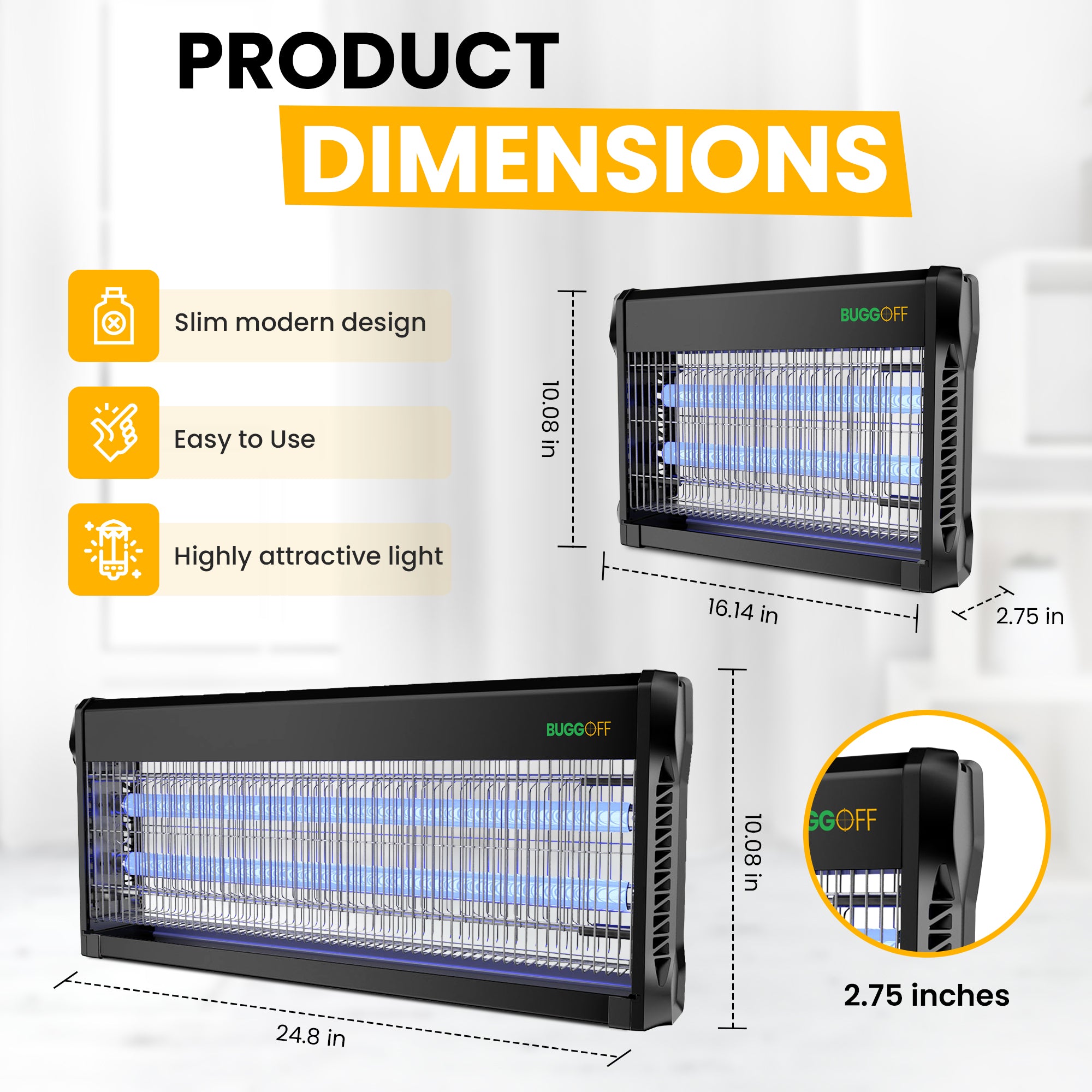 Tue-insectes électrique d'intérieur, 3500 volts de puissance étonnante, 20 watts, tue les moustiques, les moucherons, les mouches et plus encore. Garantie de 5 ans, 2 ampoules de rechange gratuites
